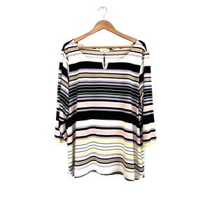 *NWT* Calvin Klein Women's Striped Tunic Tee 3/4 Sleeves (3X) Multicolor
